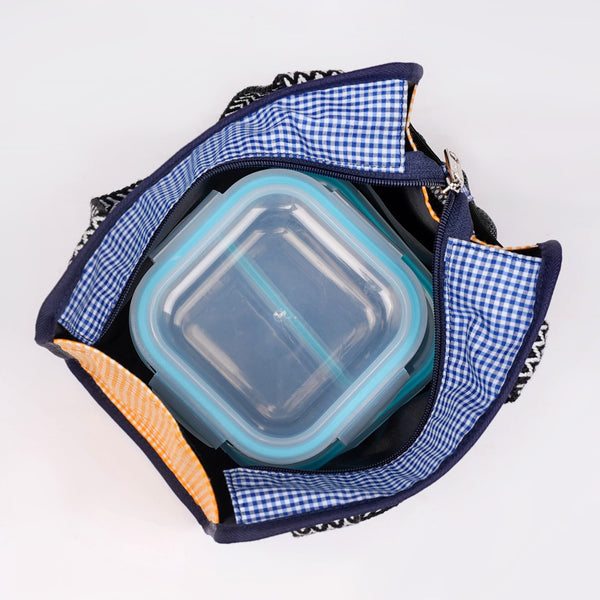 Checkered Lunch Bag Blue