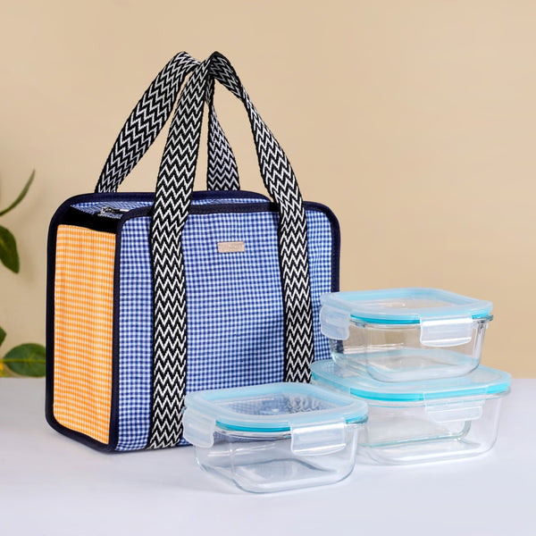 Checkered Lunch Bag Blue