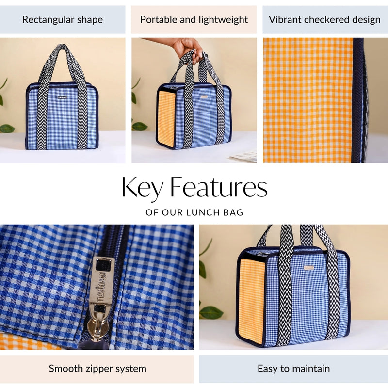 Gingham Lunch Bag Blue