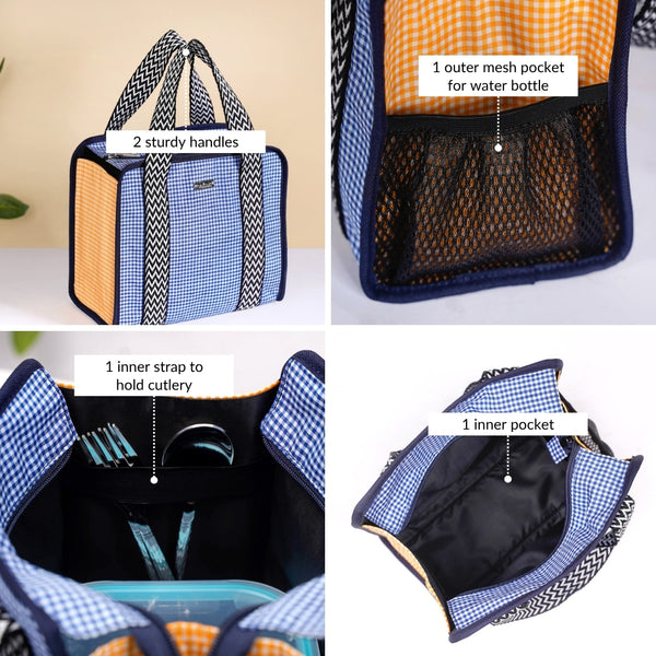 Checkered Lunch Bag Blue