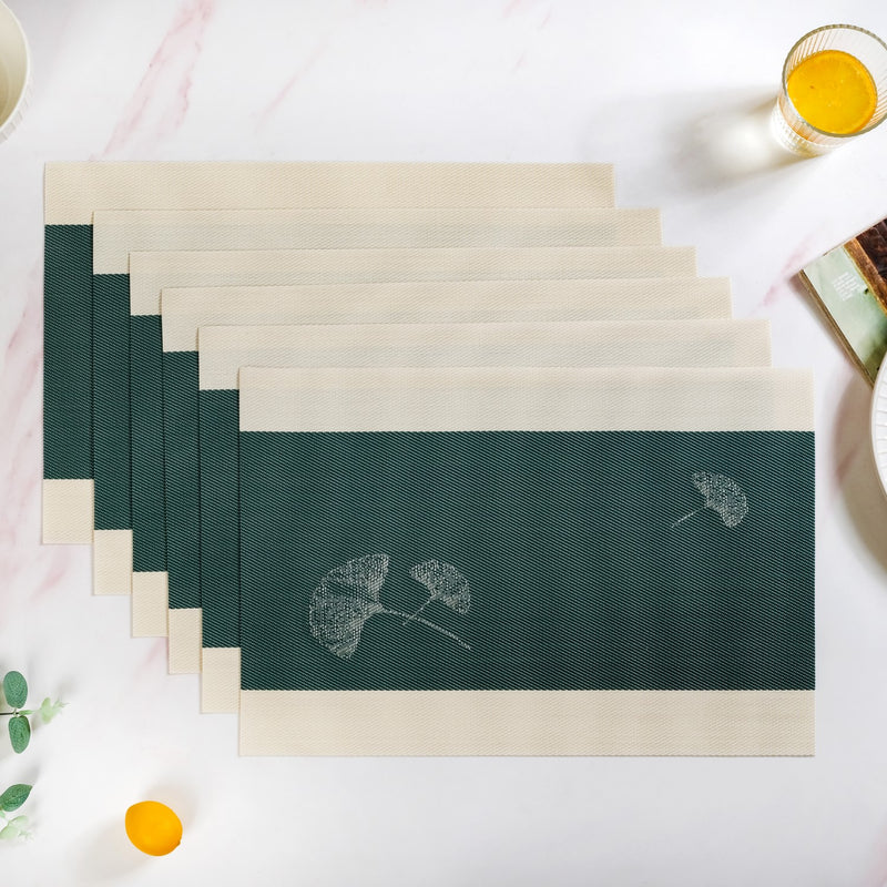 Ginkgo Deep Green Table Mat Set Of 6