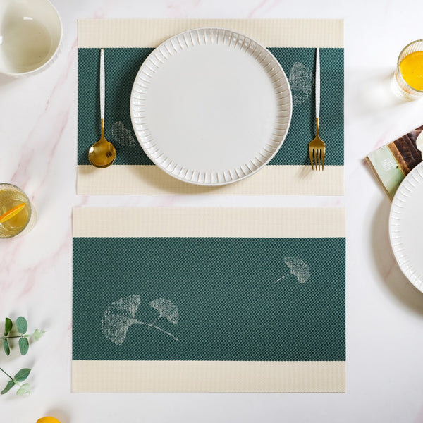 Ginkgo Deep Green Table Mat Set Of 6