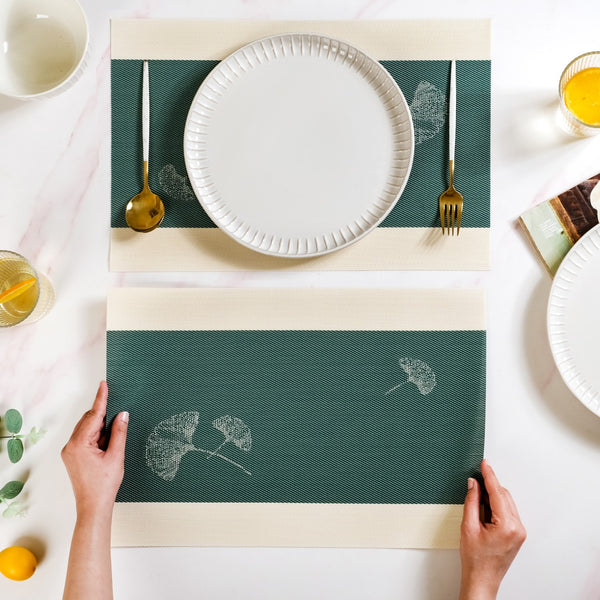 Ginkgo Deep Green Table Mat Set Of 6