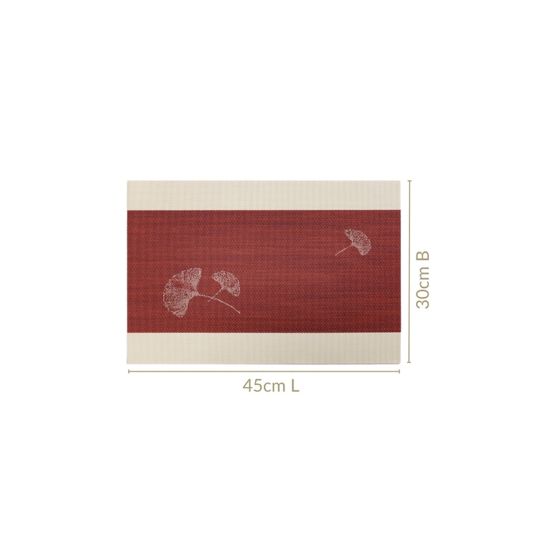 Ginkgo Maroon Table Mat Set Of 6