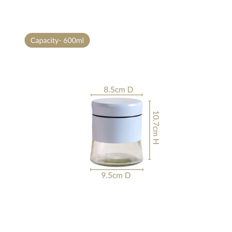 Glass Base Blue Metal Jar Set Of 4 600ml