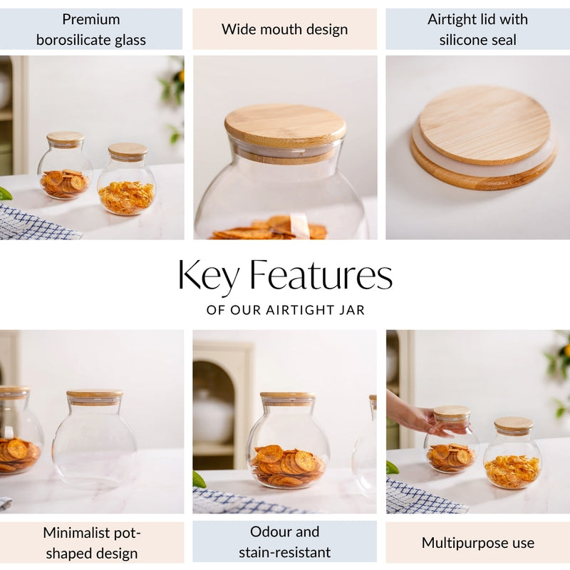 Glass Jar With Wooden Lid Small 500ml