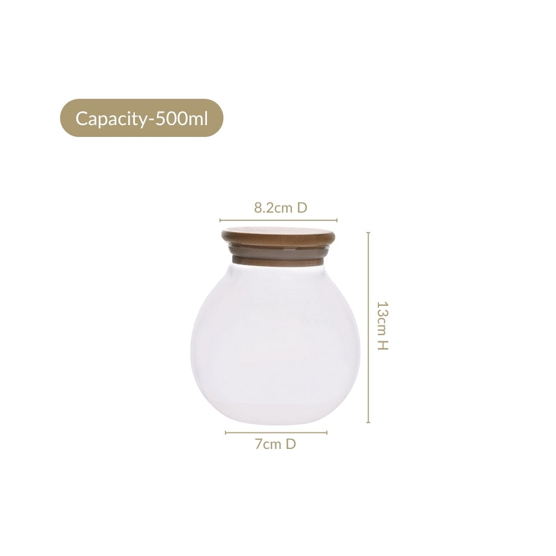 Glass Jar With Wooden Lid Small 500ml