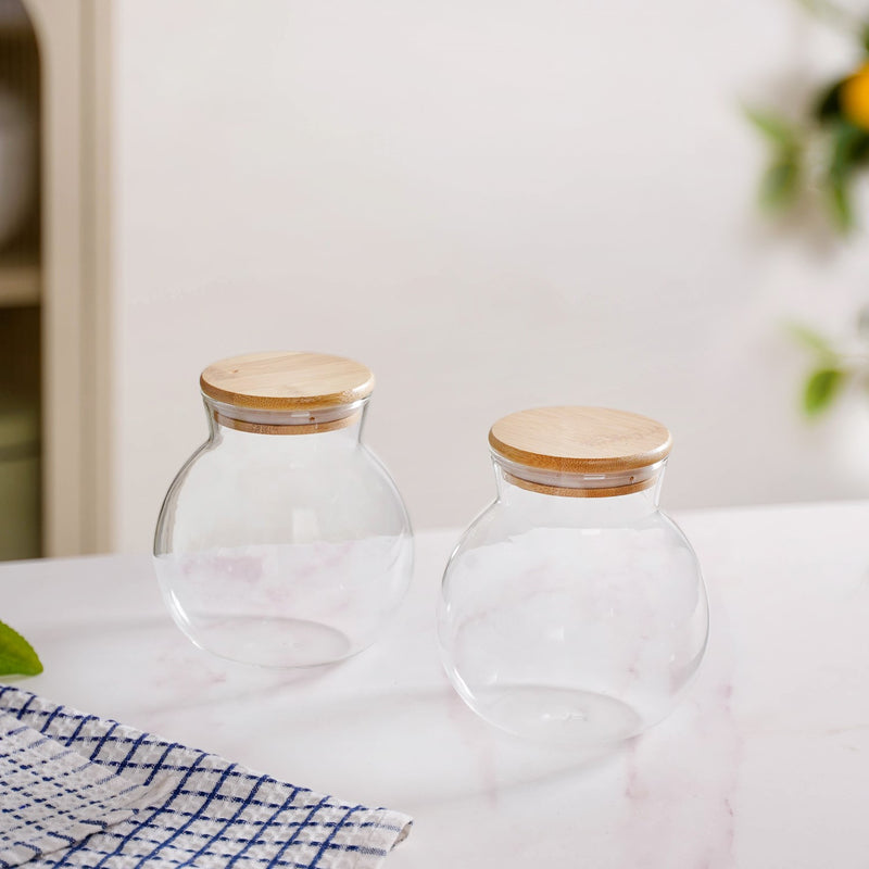 Glass Jar With Wooden Lid Small 500ml