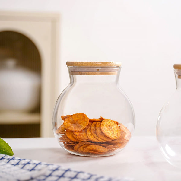 Glass Jar With Wooden Lid Small Set Of 2 500ml