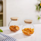Glass Jar Duo With Wooden Lid Small 500ml