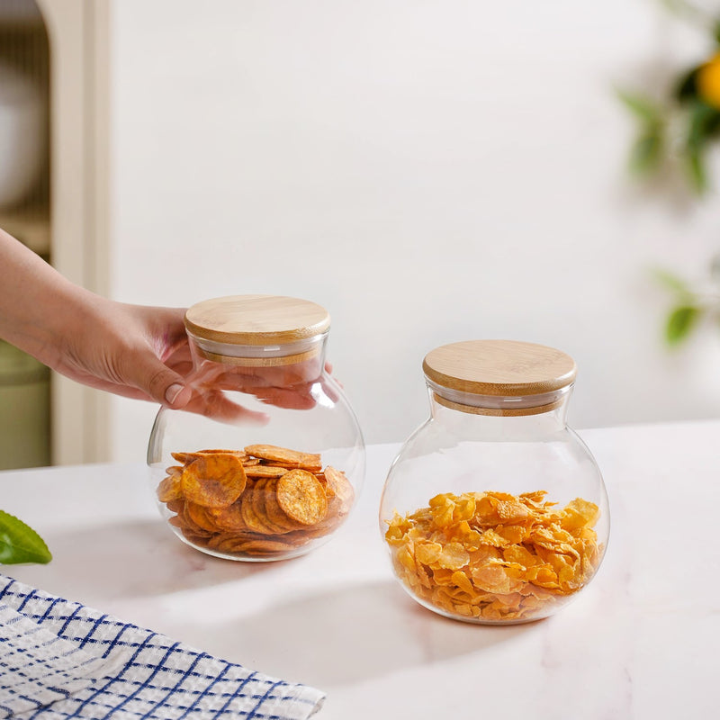 Glass Jar With Wooden Lid Small 500ml
