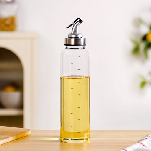 Glass Oil Dispenser Bottle With Nozzle And Measurement Marking 750ml