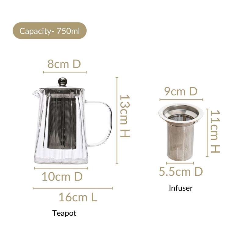 Glass Teapot With Filter 750ml