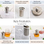 Glass Kettle With Tea Strainer Flame Safe 900ml
