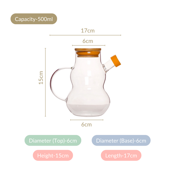 Clear Glass Oil Dispenser With Lid Set Of 2 500ml