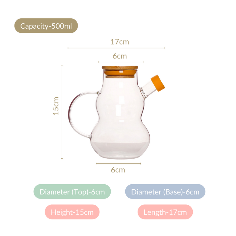 Clear Glass Oil Dispenser With Lid 500ml