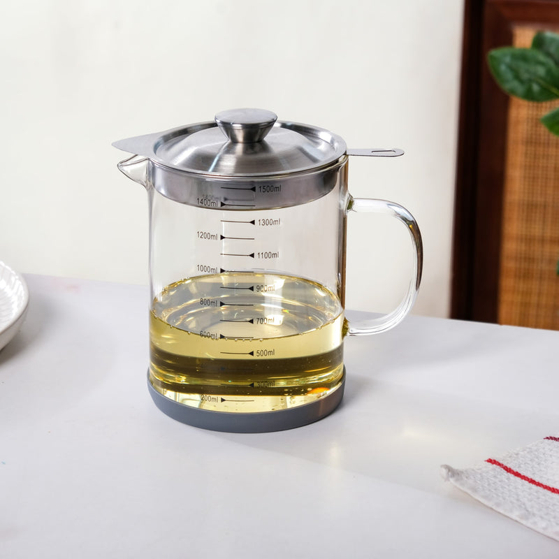 Glass Oil Pot With Strainer 1500ml
