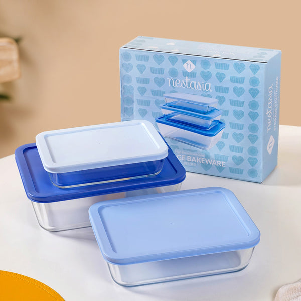 Set Of 3 Nested Design Glass Storage Containers Online - Premium Lunch ...