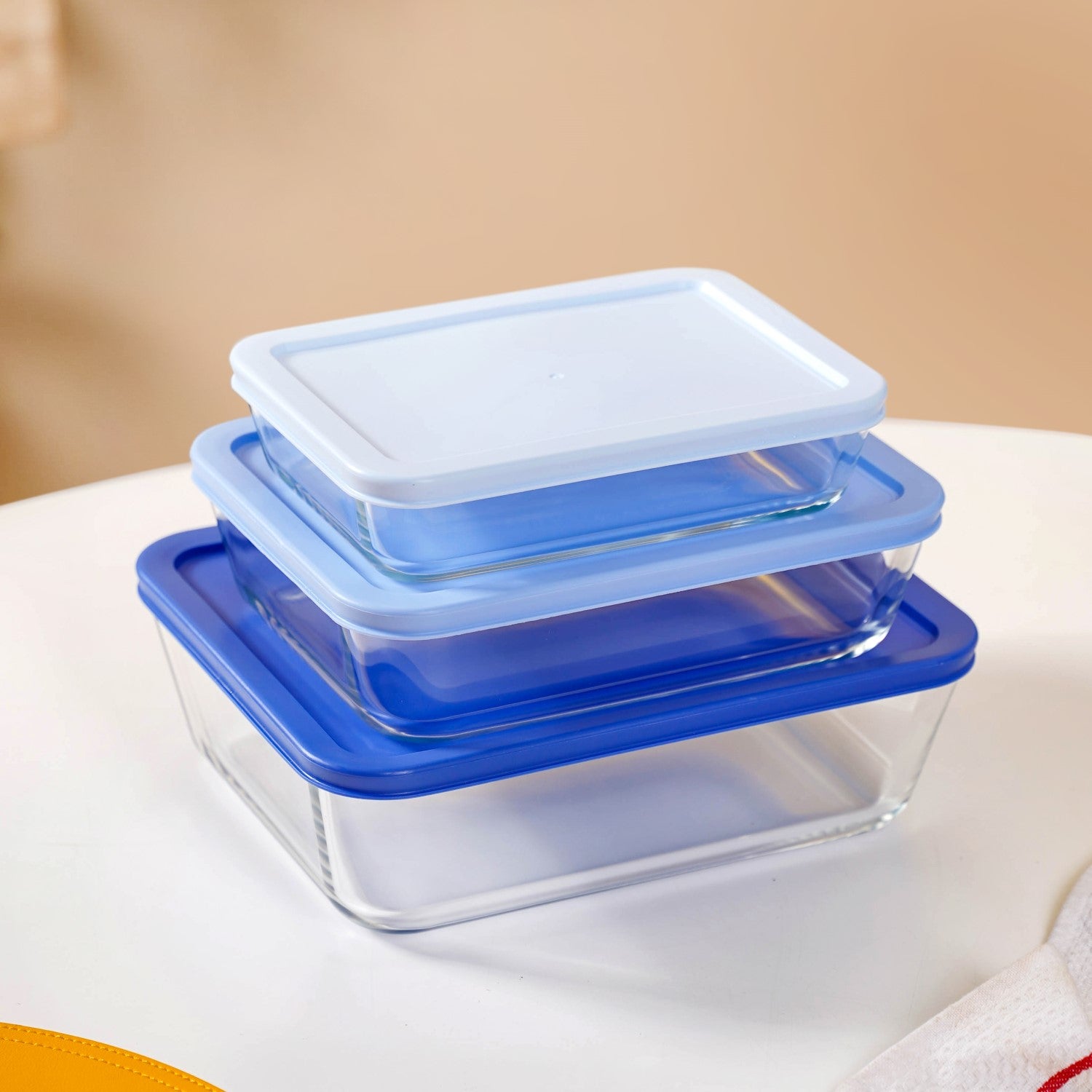 Set Of 3 Nested Design Glass Storage Containers S 700ml M 1400ml 2600ml ...