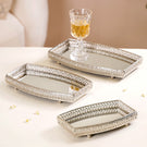 Luxury Mirror Tray Silver Set Of 3