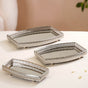 Luxury Mirror Tray Silver Set Of 3