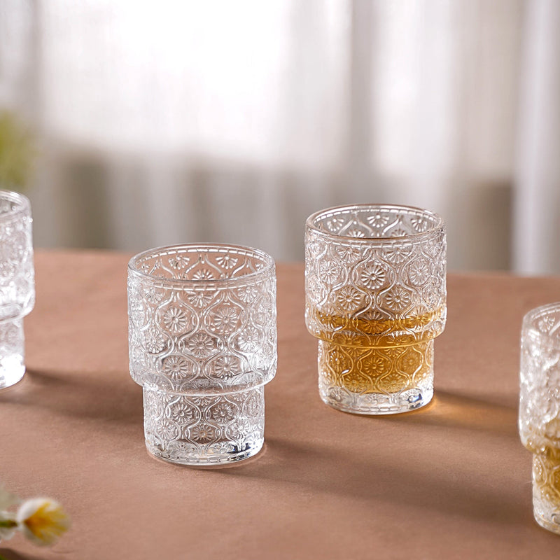 Set of 6 Floral Drinking Glass Tumblers