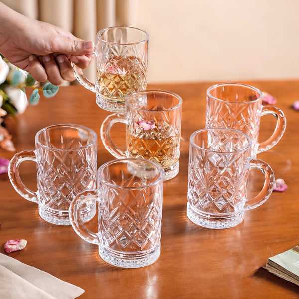 Engraved Glass Mugs Set Of 6 220ml