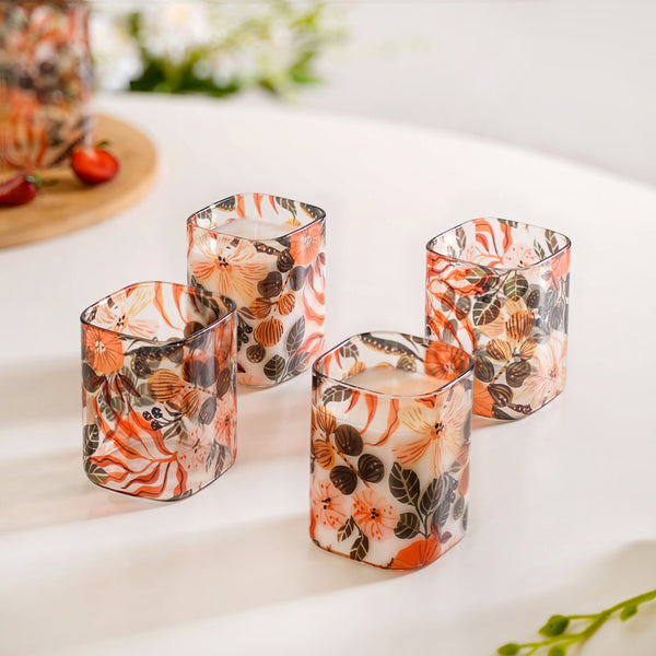 Orange Poppy Printed Glass Tumblers Set Of 4 230ml