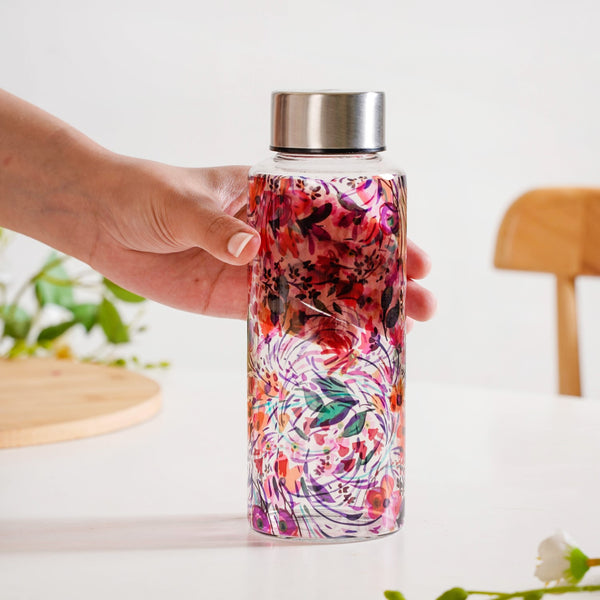 Wildflower Leakproof Glass Water Bottle 500ml