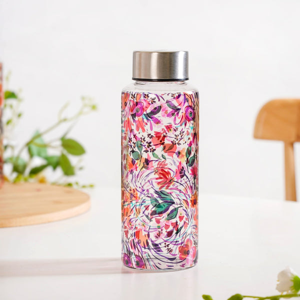 Wildflower Leakproof Glass Water Bottle 500ml