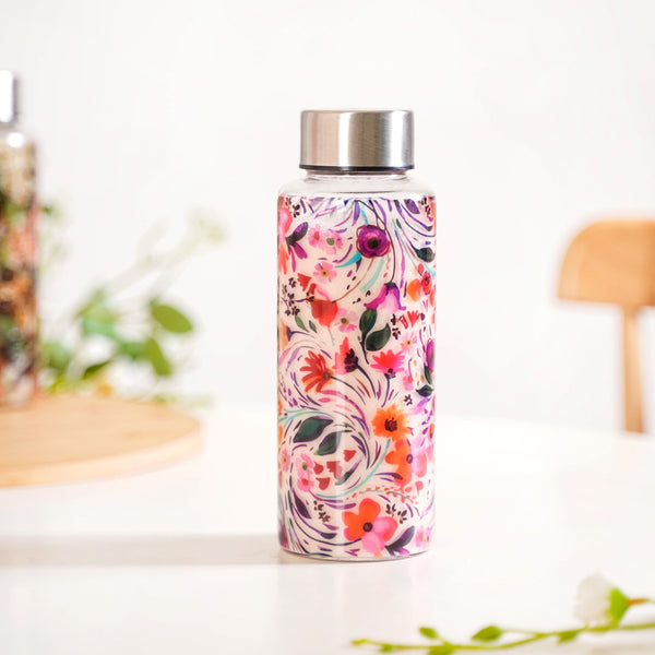 Wildflower Leakproof Glass Water Bottle 500ml