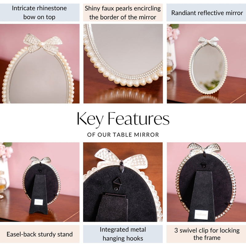 Glittery Bow Mirror Large 5x7