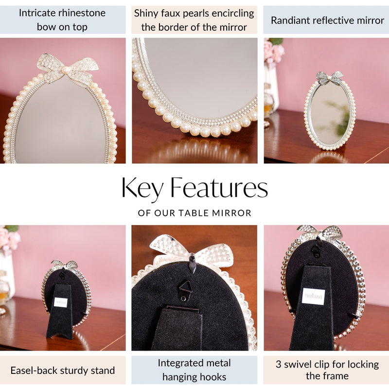 Glittery Bow Mirror Small 4x6