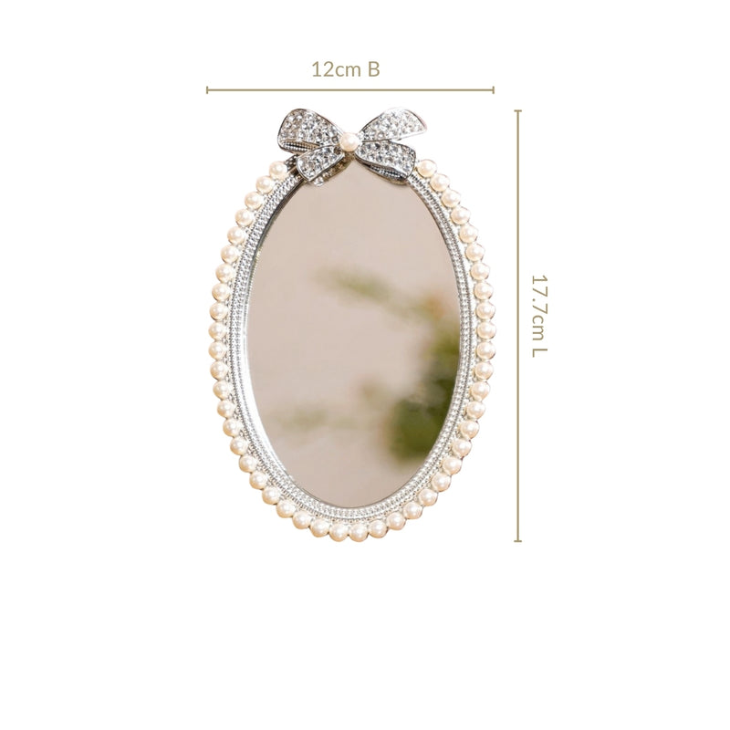 Pearl Mirror With Studded Bow Small 10x15cm