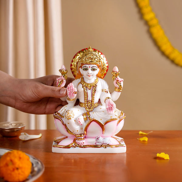 Goddess Laxmi On Lotus Idol 17x12cm
