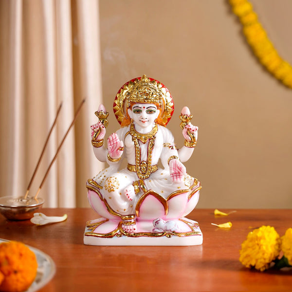 Goddess Laxmi On Lotus Idol 17x12cm