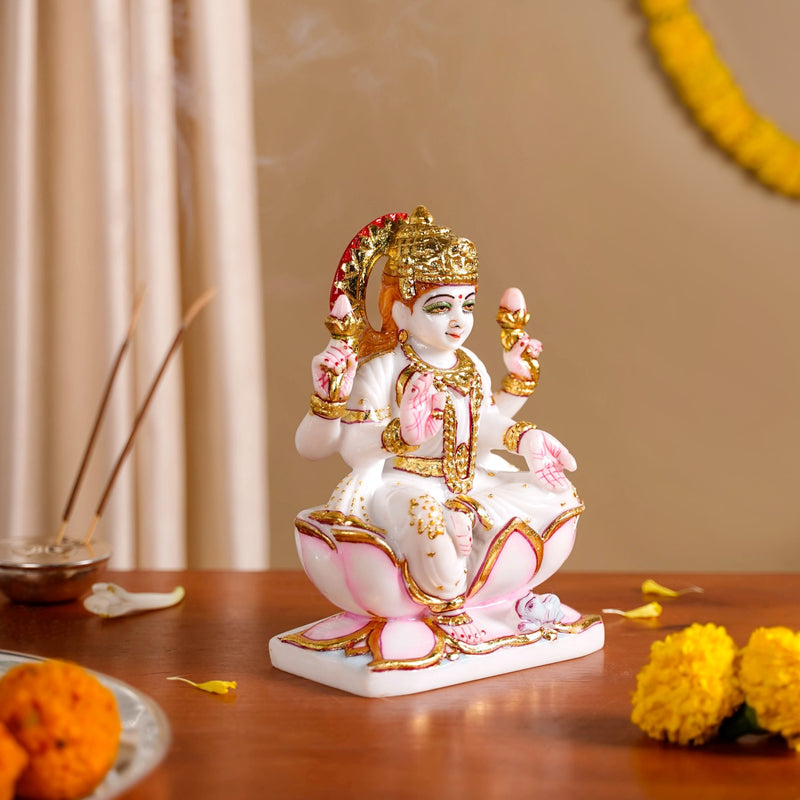Goddess Laxmi On Lotus Idol 17x12cm