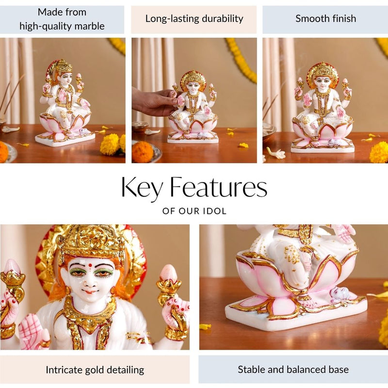 Goddess Laxmi On Lotus Idol 17x12cm