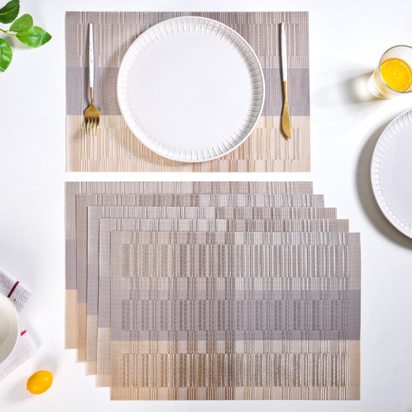 Gold And Brown Mat Set Of 6