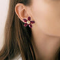 Gold And Maroon Flower Studs