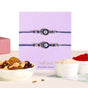 Gold Blue Protective Rakhi Gift Set Of 4 With Box And Card
