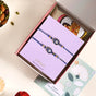Gold Blue Protective Rakhi Gift Set Of 4 With Box And Card