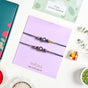 Gold Blue Protective Rakhi Gift Set Of 4 With Box And Card