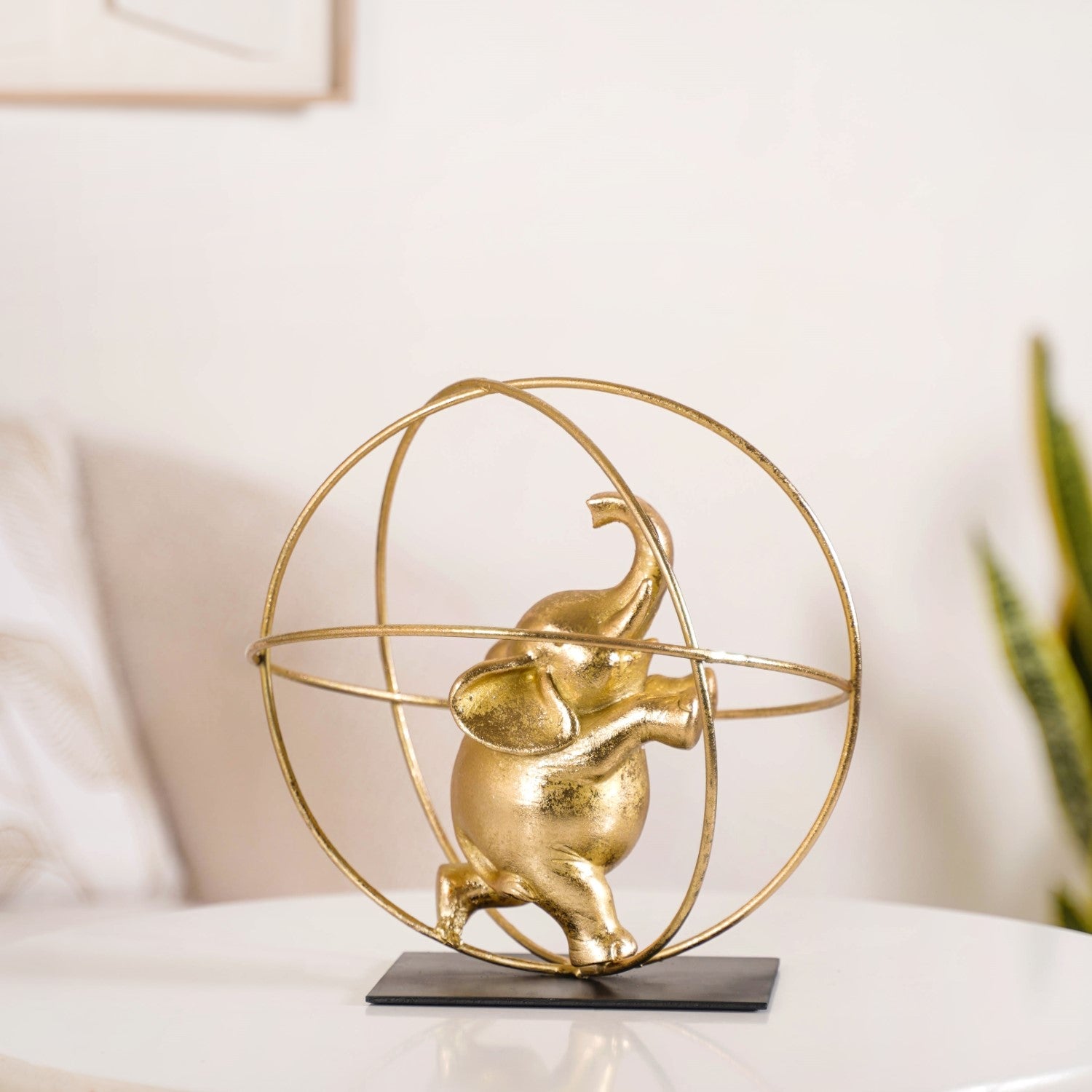 Gold Elephant Globe Accent