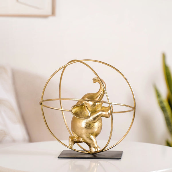 Gold Elephant Globe Accent