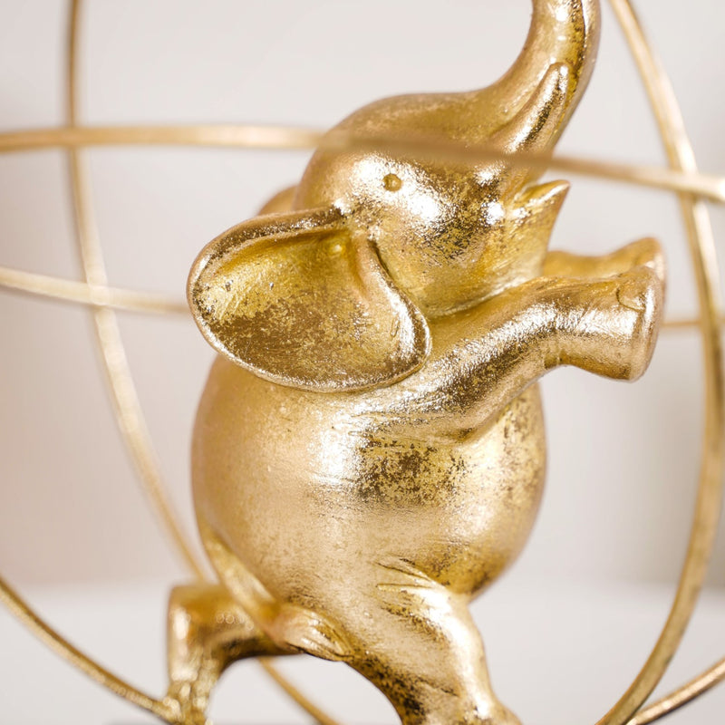 Gold Elephant Globe Accent