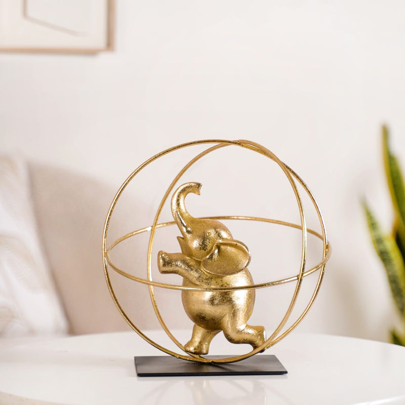 Gold Elephant Globe Accent