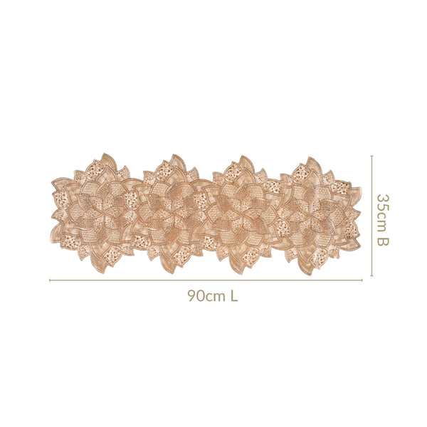 Floral Cutwork Table Runner Gold 90x35cm