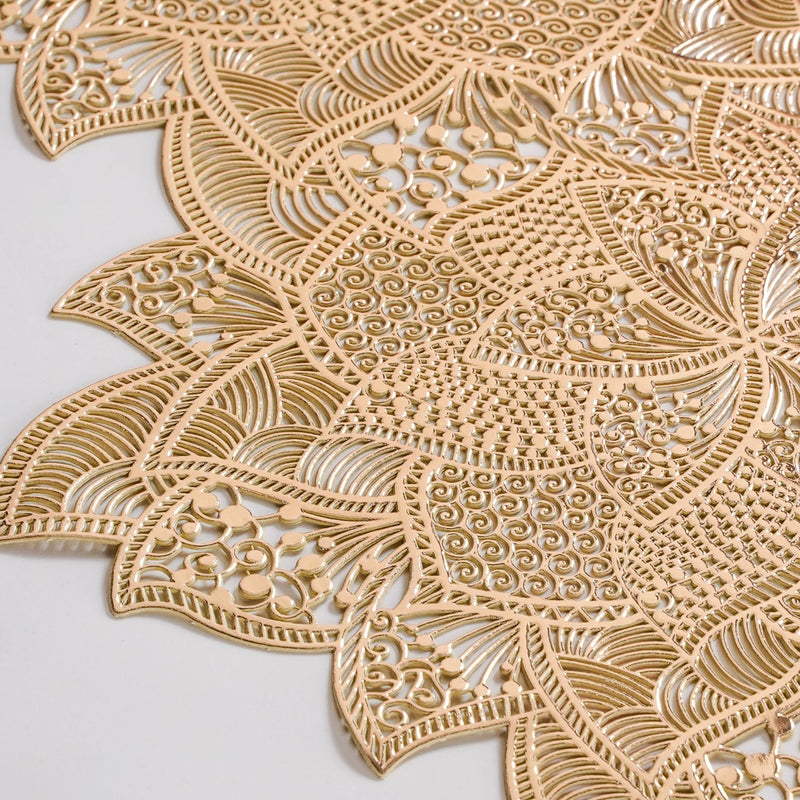 Gold Floral Cutwork Table Runner