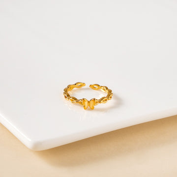 Gold Flutter Chain Ring